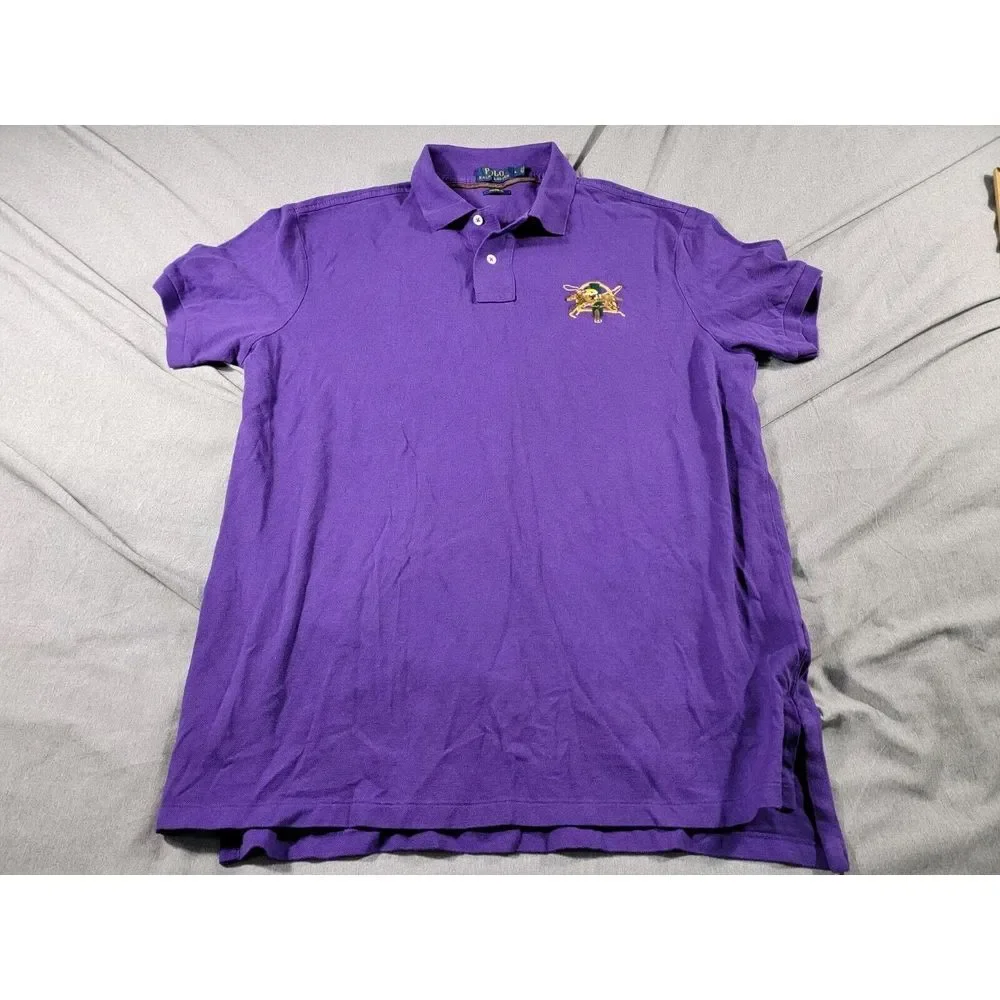 Polo Ralph Lauren Custom Fit Purple Big Riders Logo Mens‎ Large Short Sleeve